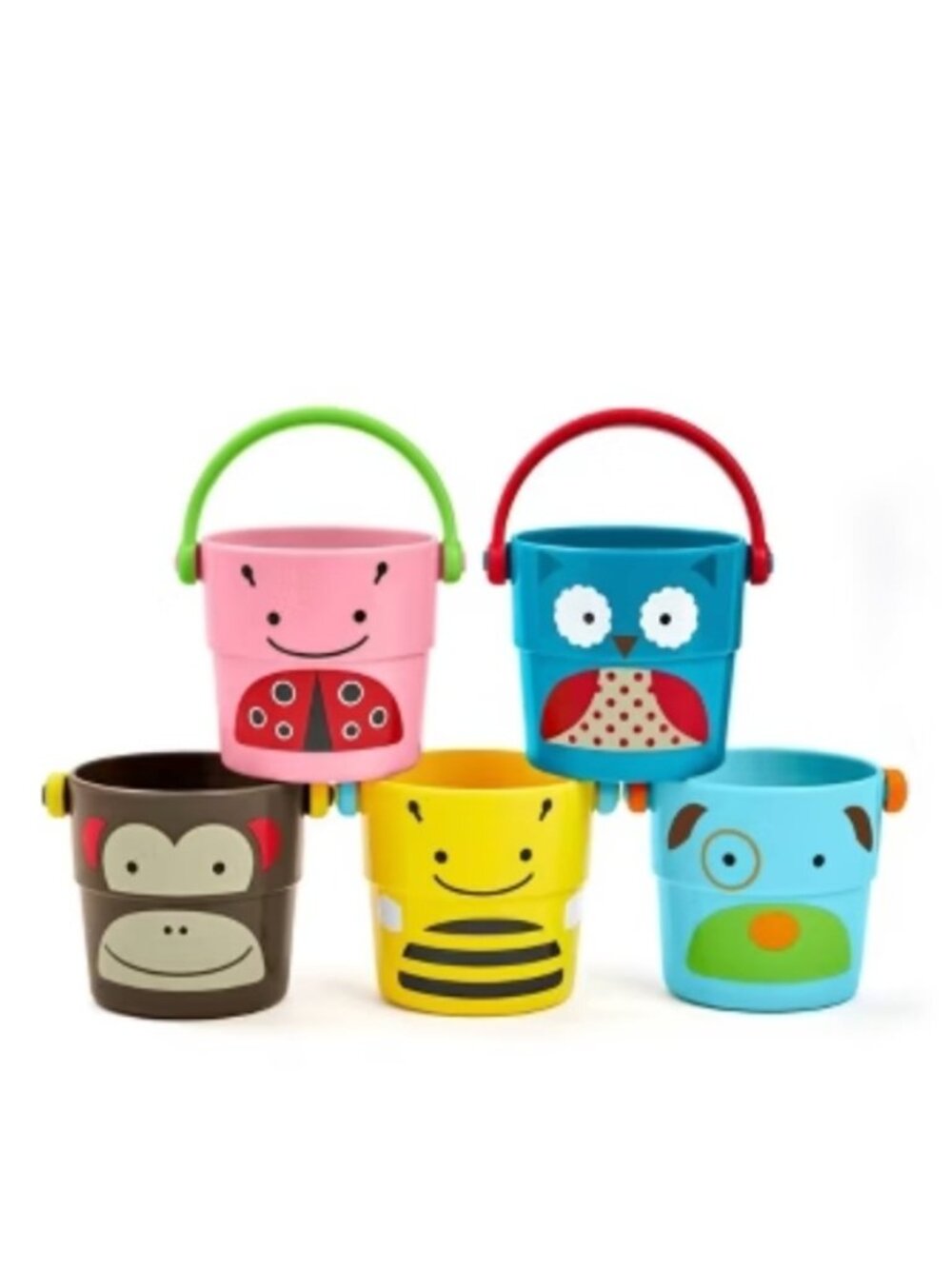 Skip Hop Zoo Stack & Pour Buckets Bath Toy 5-Piece Set NWT